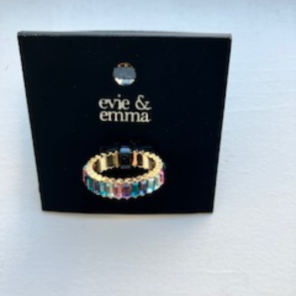 Nwt Evie  Emma Size 8  Multi Colored Stone Banded Ring